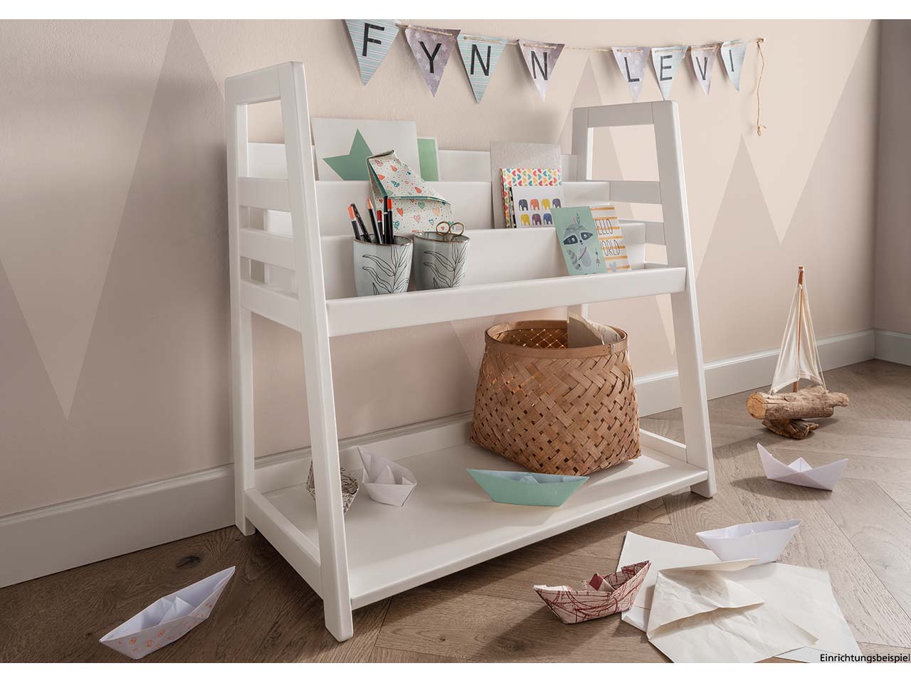 Kinderregal "Montessori" B83xT38xH75cm, Bücherregal oben, Buche weiß