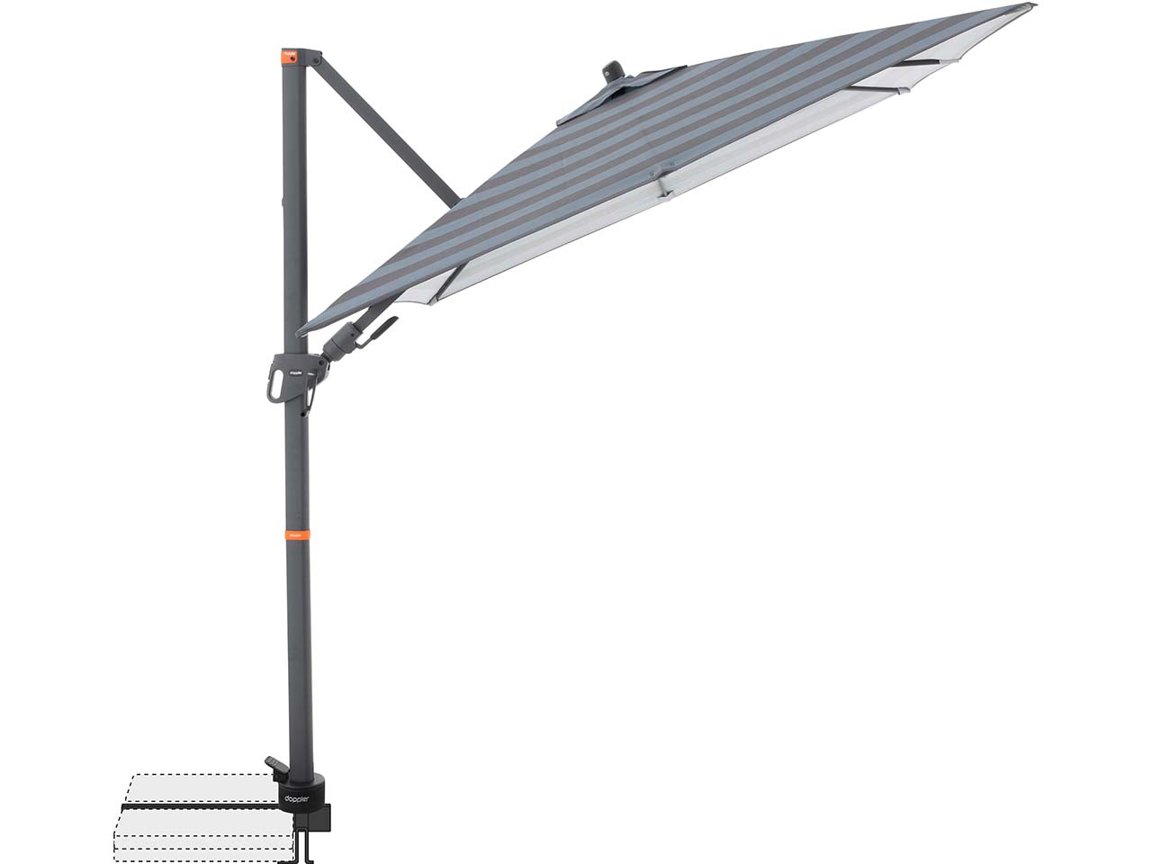 doppler Pendelschirm "myZone AX" 210 x 210 cm, Blockstreifen anthrazit