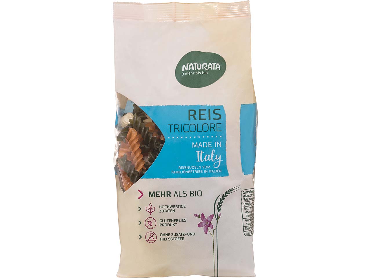 NATURATA Bio-Reisnudeln, tricolore, 250 g