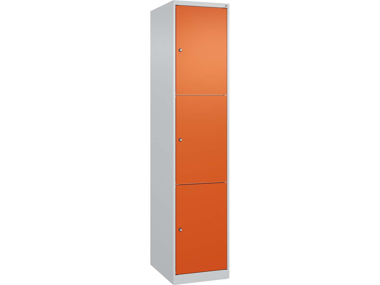 C+P Schließfachschrank Classic PLUS, 3 Fächer, 1850x400x500mm, Lichtgrau/Reinorange