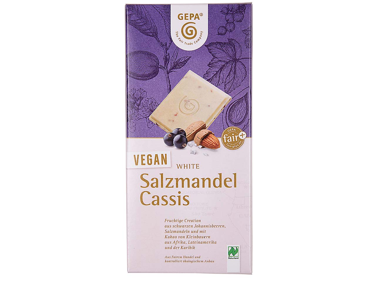 GEPA Weiße Bio-Schokolade "Salzmandel Cassis", vegan, 100 g