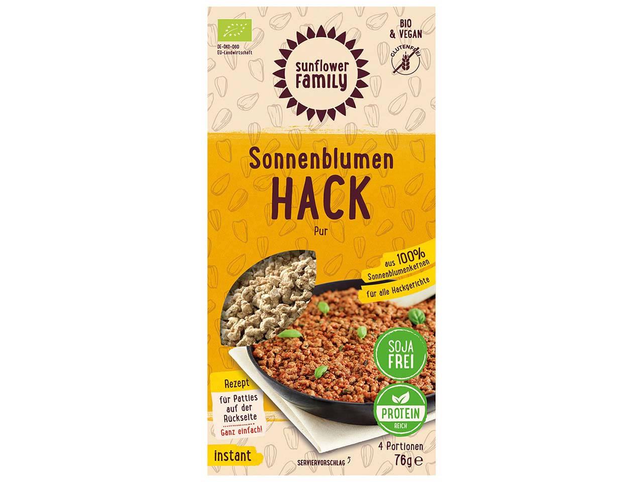 sunflowerFAMILY Bio-Fleischalternative "Sonnenblumen HACK" aus Sonnenblumenkernen, 76 g
