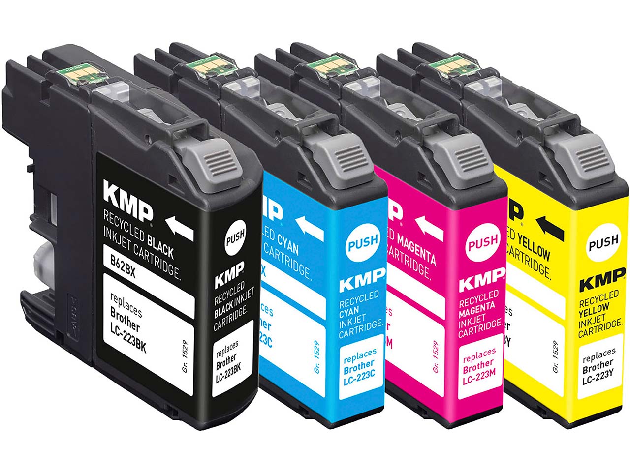 KMP Tintenpatronen ersetzt Brother LC-223BK/C/M/Y schwarz, cyan, magenta, gelb, 4er-Set