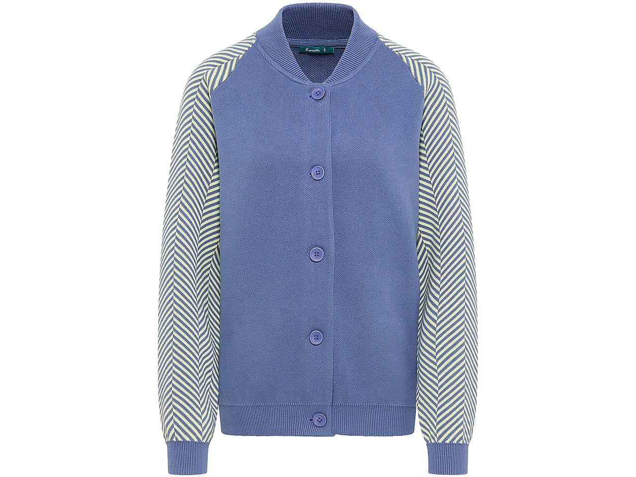 tranquillo Bio-Damen-Strickjacke mit höherem Kragen, indigo, Gr. M