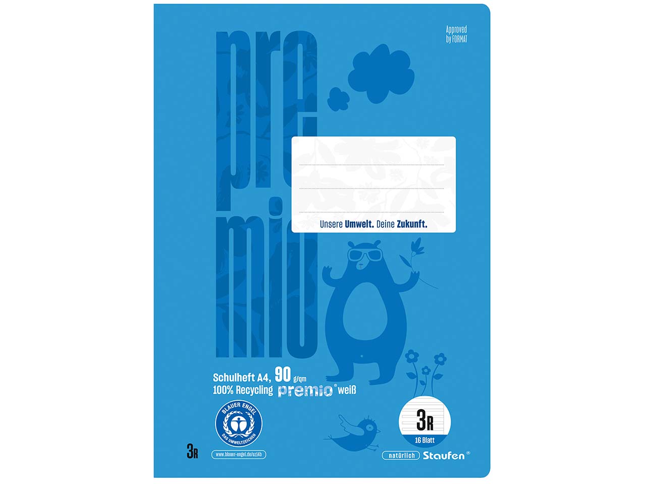 Staufen "Premio" Schulheft DIN A4, 90g/m², Lineatur 3R