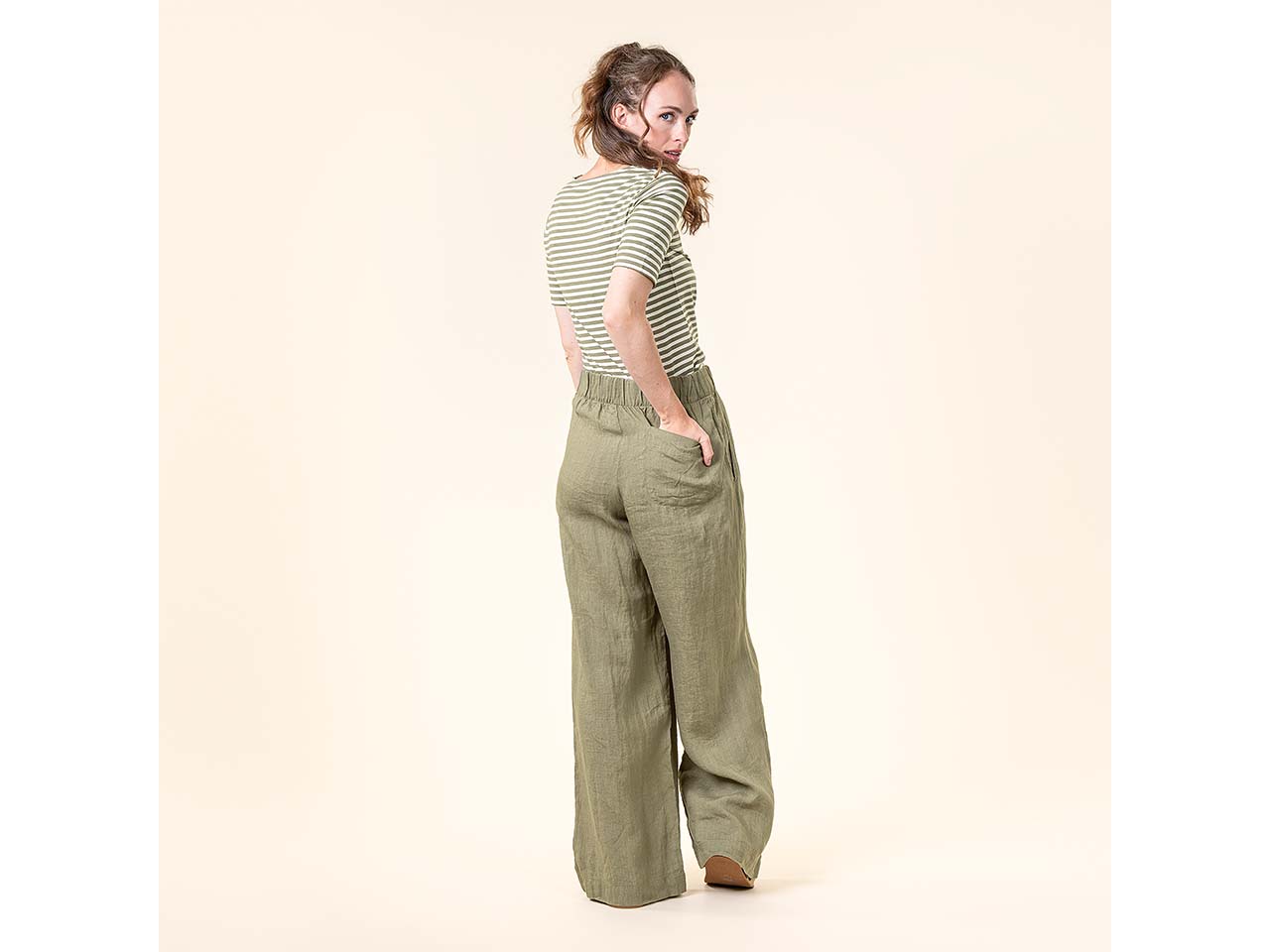 Living Crafts Damen-Hose "TOINI" mit flexiblem Bund, sage, Gr. 36