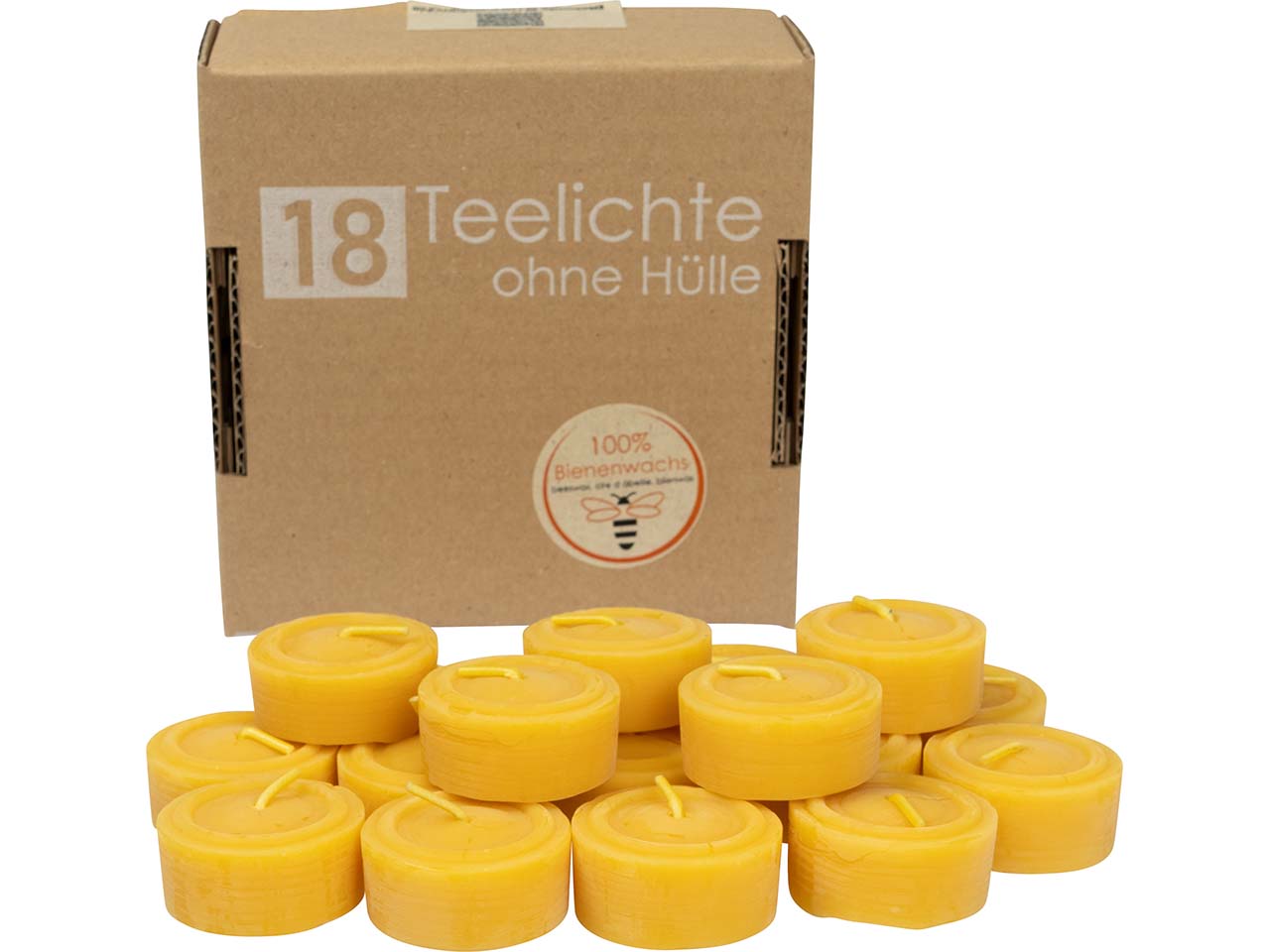 18er Pack Teelichter aus Bienenwachs, ohne Hülle
