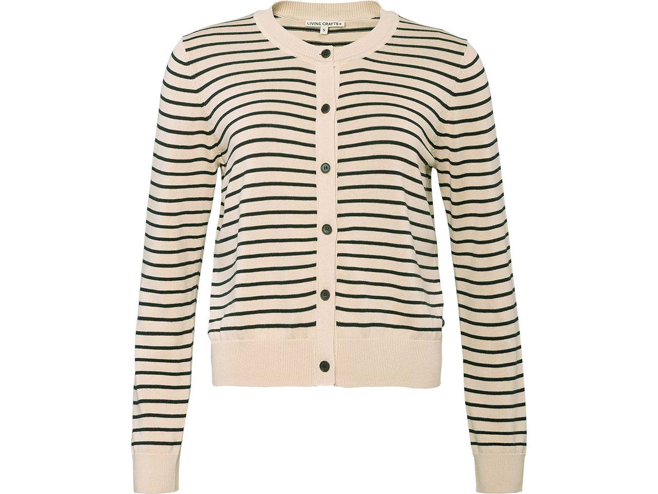 Living Crafts Bio-Damen-Strickjacke "SCARA" mit Knöpfen, sand/ink blue, Gr. S
