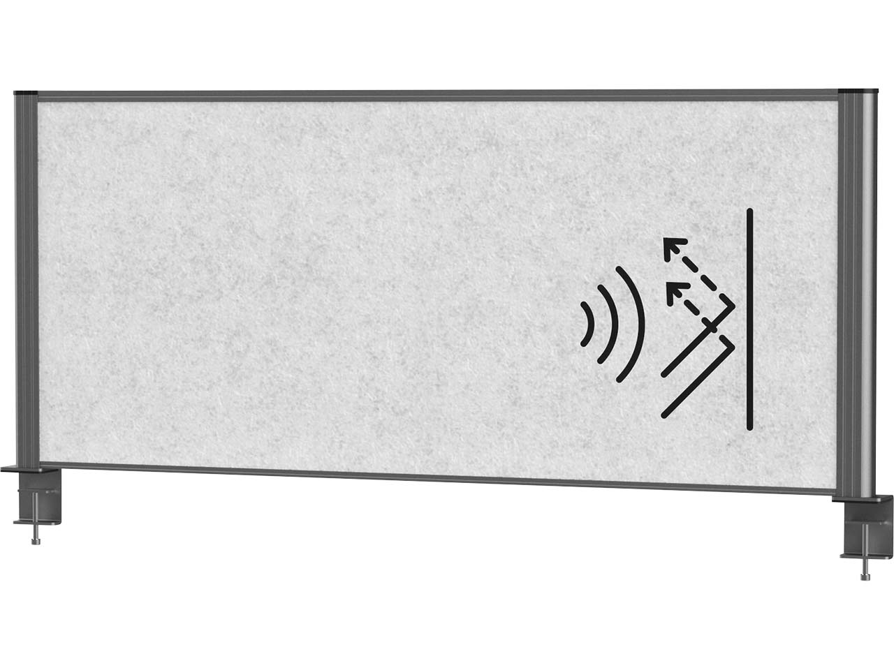 MAUL Tisch-Trennwand "MAULconnecto" anthrazit, Akustik 120 x 50 cm, hellgrau