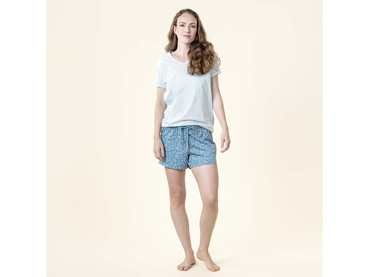 Living Crafts Bio-Damen-Schlafanzug "Miriam", kurz, bleu, Gr. S