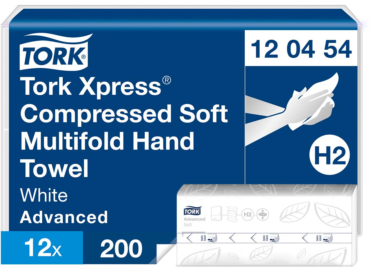 Tork Xpress Multifold-Papierhandtücher "Advanced H2" komprimiert, 12 x 200 Blatt, weiß