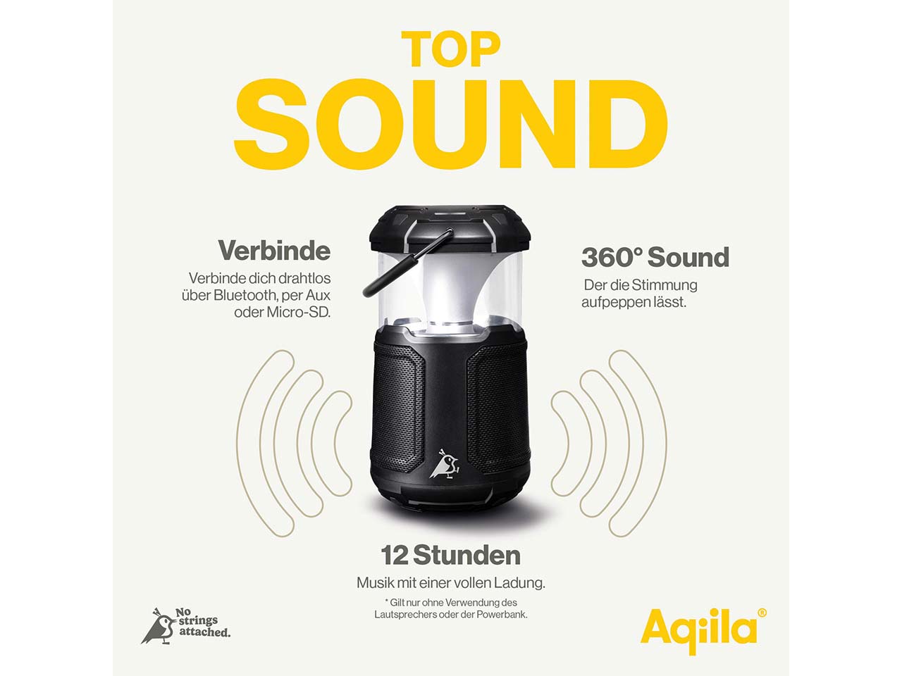 Aqiila 3-in-1 Powerbank , Laterne und Musikbox "Soundbird B10"