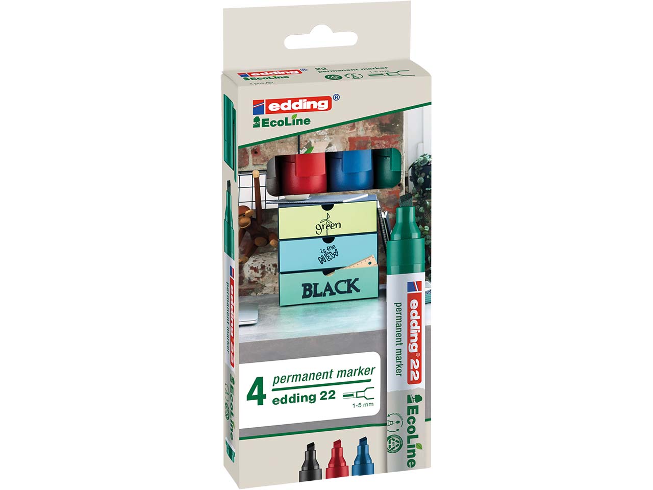 4er Set edding Permanentmarker "22 EcoLine" farbig sortiert
