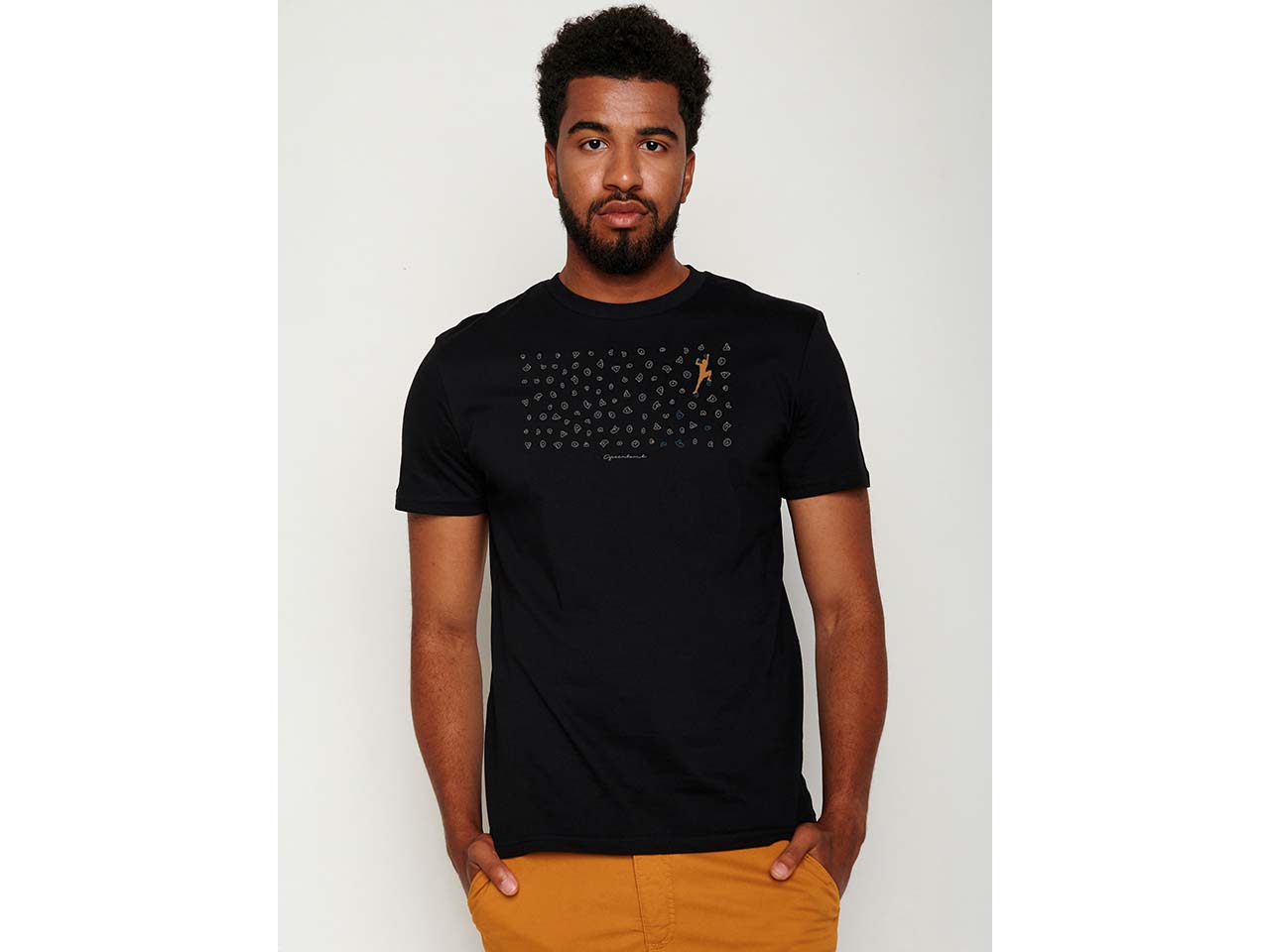 GREENBOMB Bio-Herren-T-Shirt 'Boulderer' mit Rundhalsausschnitt, black, Gr. L