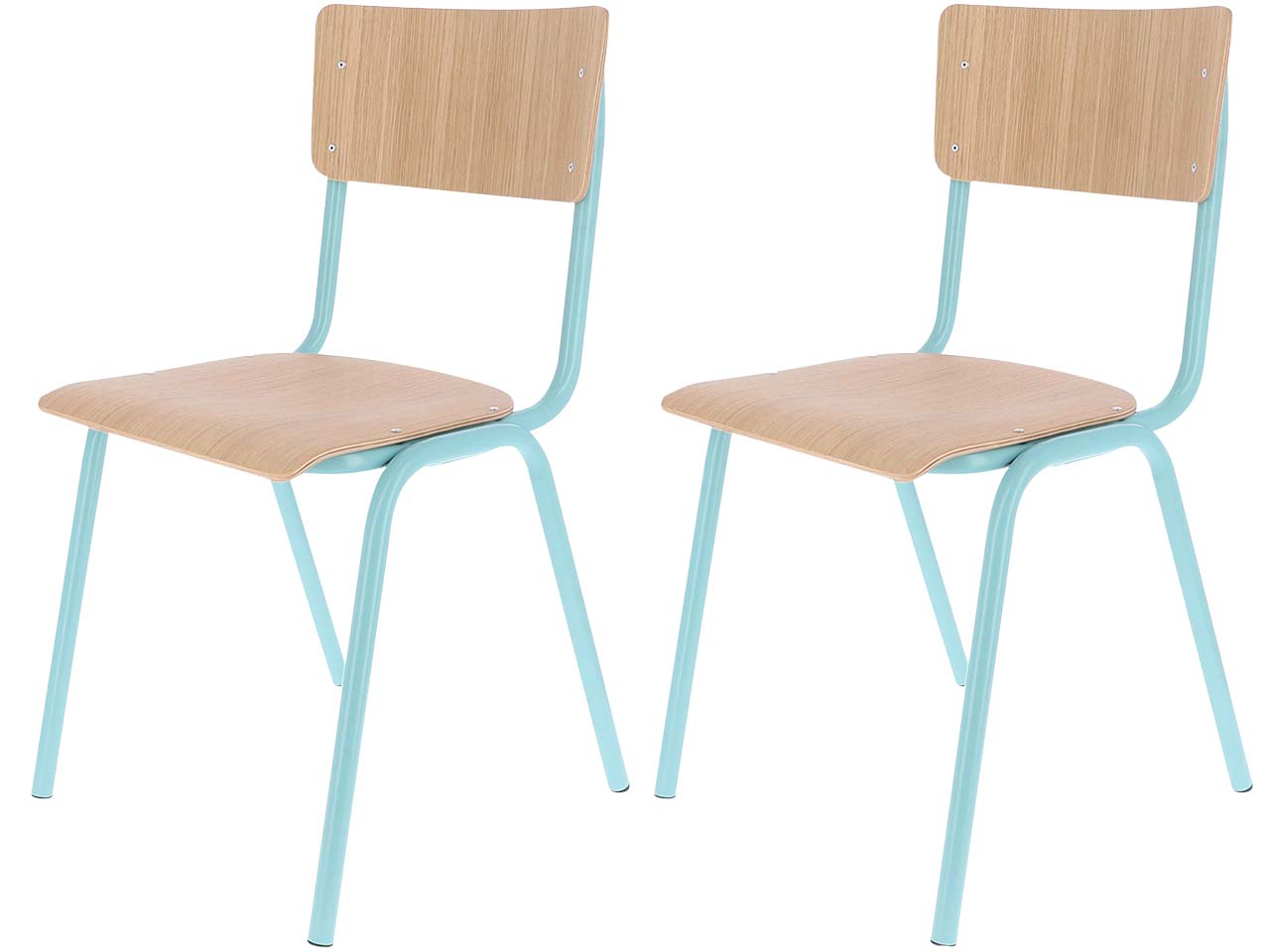 Jan Kurtz 2 Besucherstühle "Zero" Eiche, Gestell türkis