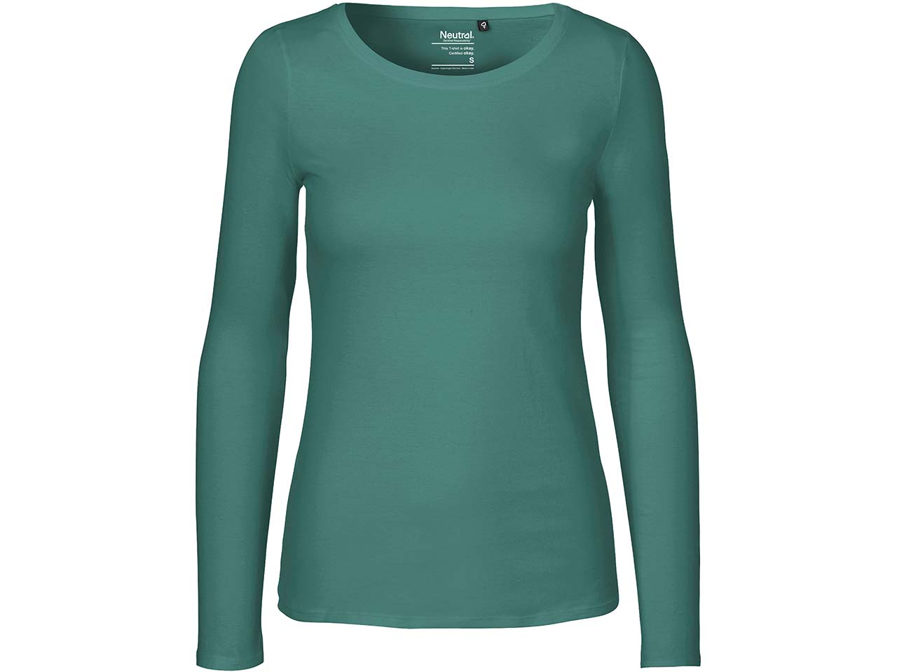 Neutral Bio-Damen-Langarmshirt mit Rundhalsaussschnitt teal, Gr. S