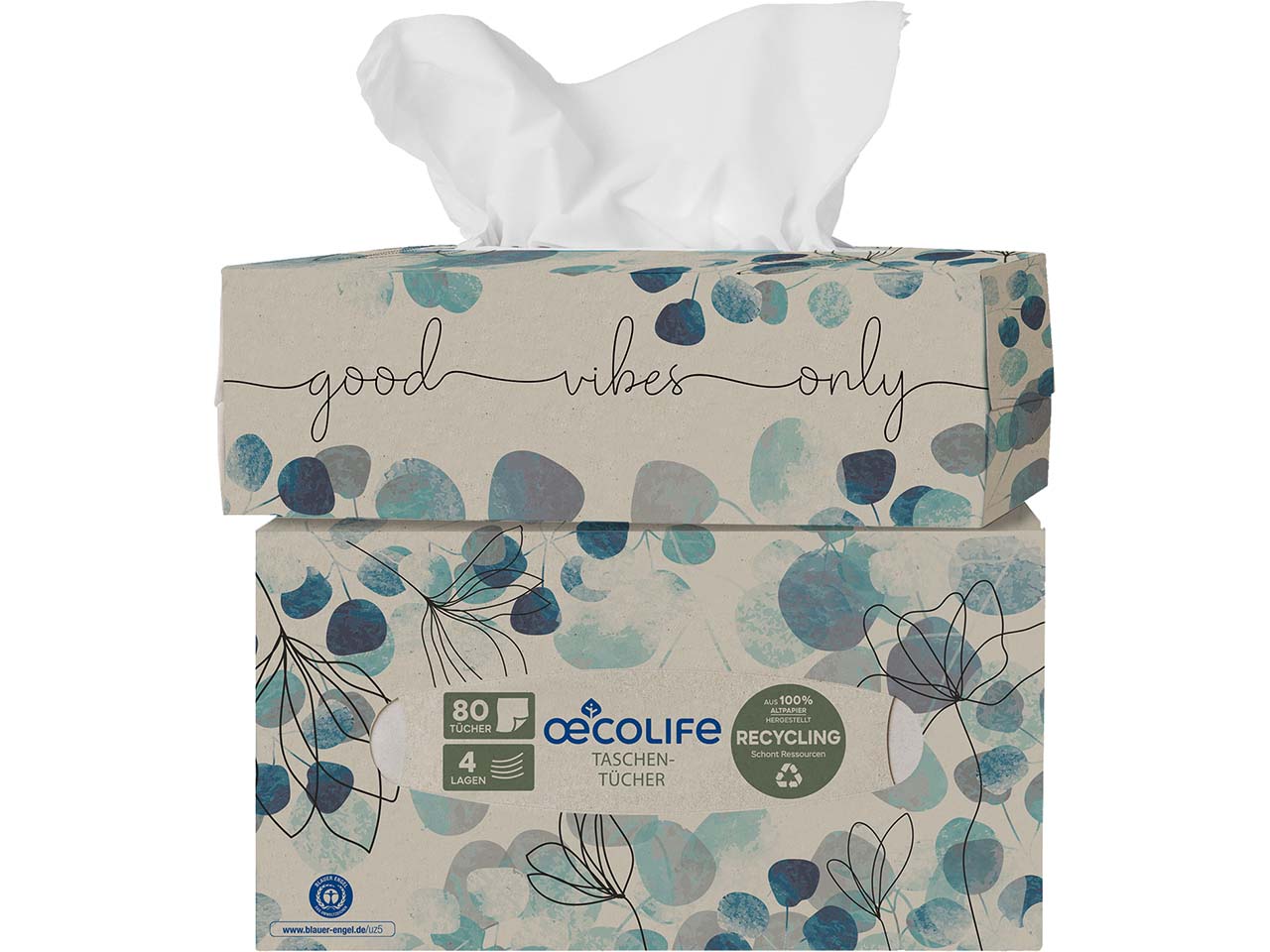 oecolife Taschentücher "Recycling" in gemusterter Box