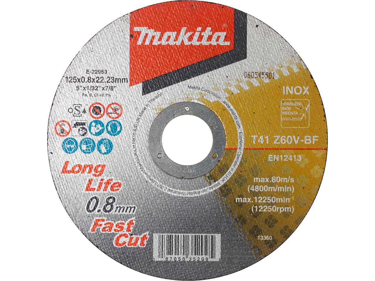 Makita Trennscheibe INOX "E-22953-12" 125x0,8mm, 12 Stk.