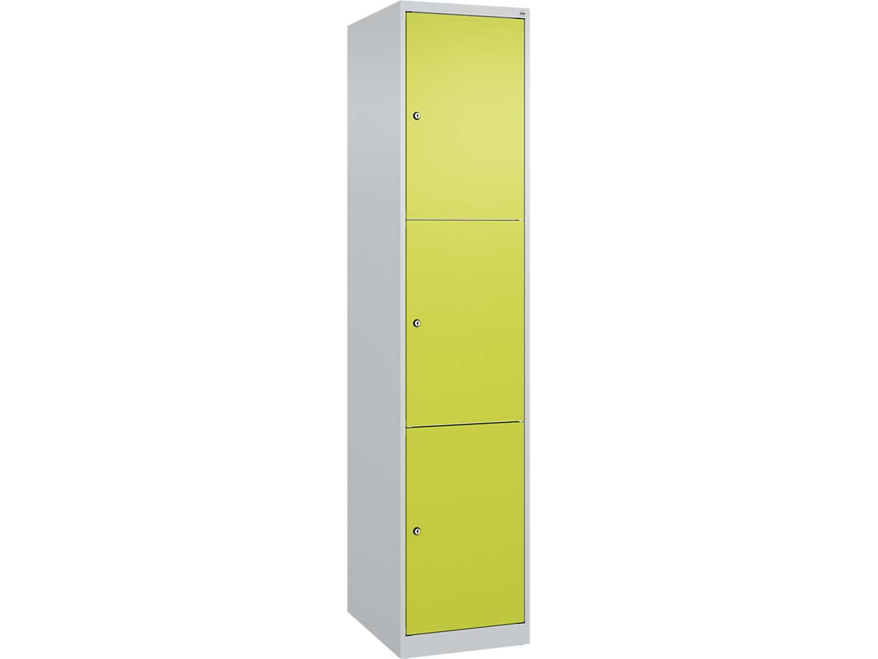 C+P Schließfachschrank Classic PLUS, 3 Fächer, 1850x400x500mm, Lichtgrau/Clowngrün