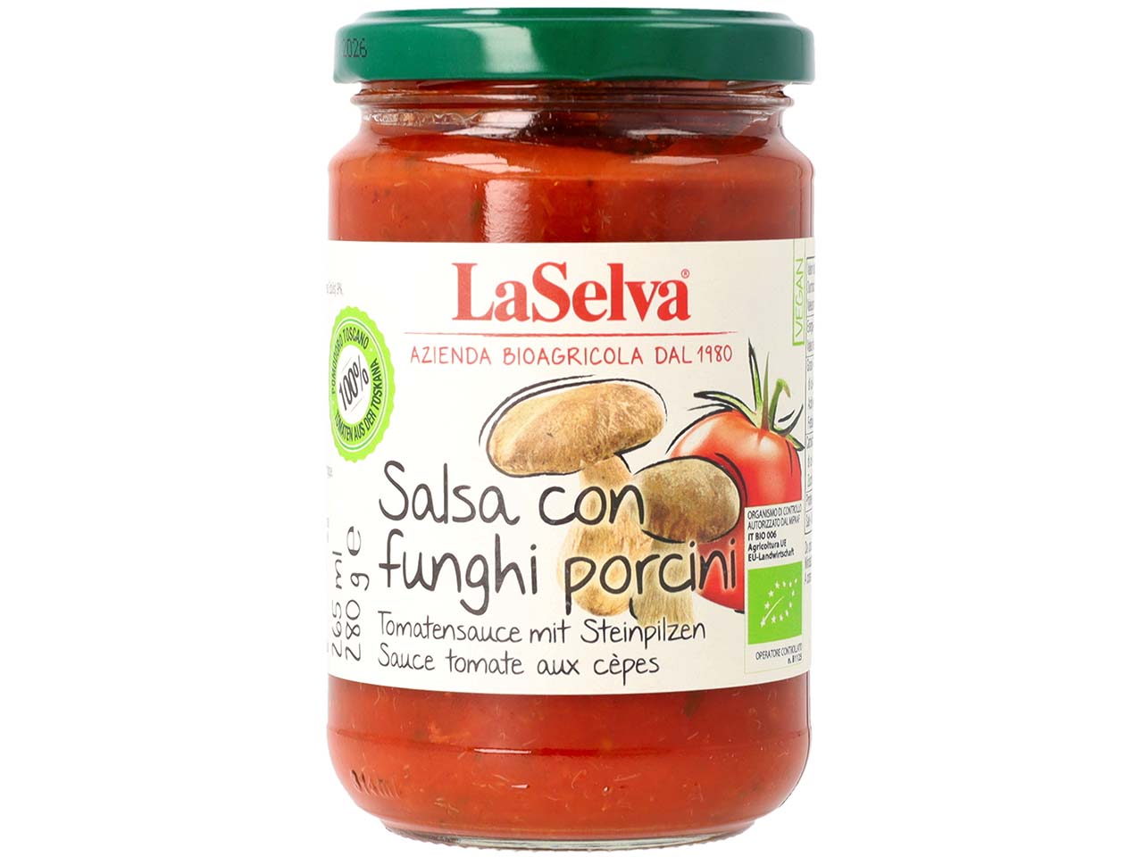 LaSelva Bio-Tomatensauce mit Steinpilzen, 280 g