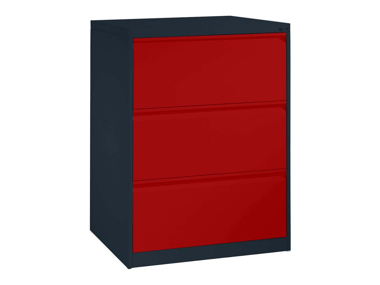 Hängeregistraturschrank zweibahnig, 3 Schubladen, anthrazit/rubinrot