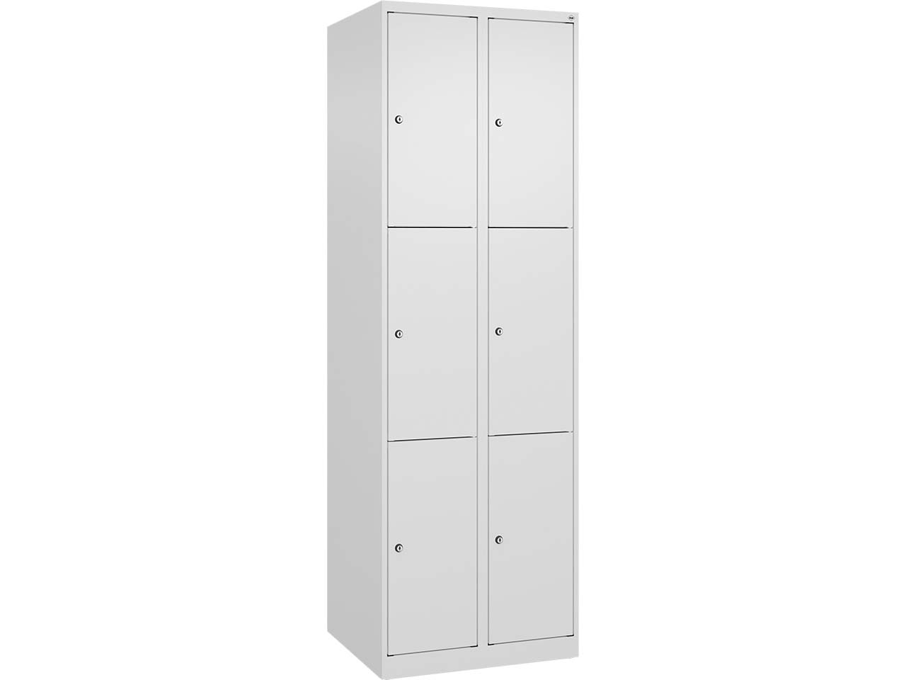 C+P Schließfachschrank Classic PLUS, 6 Fächer, 1850x600x500mm, Verkehrsweiß/Verkehrsweiß