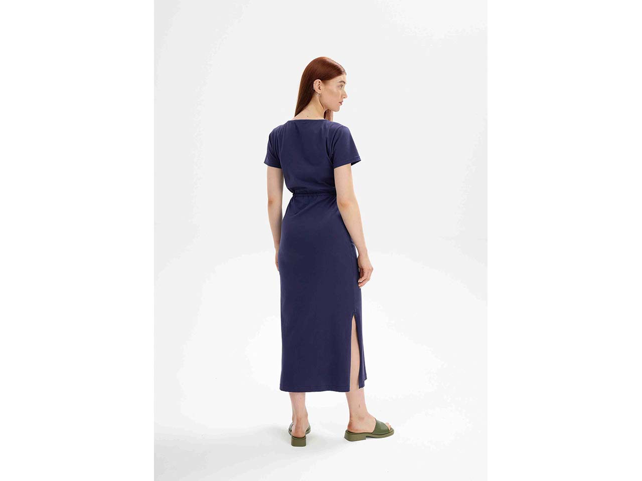 MELA Bio-Damen-Midi-Kleid "SHREOSHI" mit Bindegürtel, summer night, Gr. S