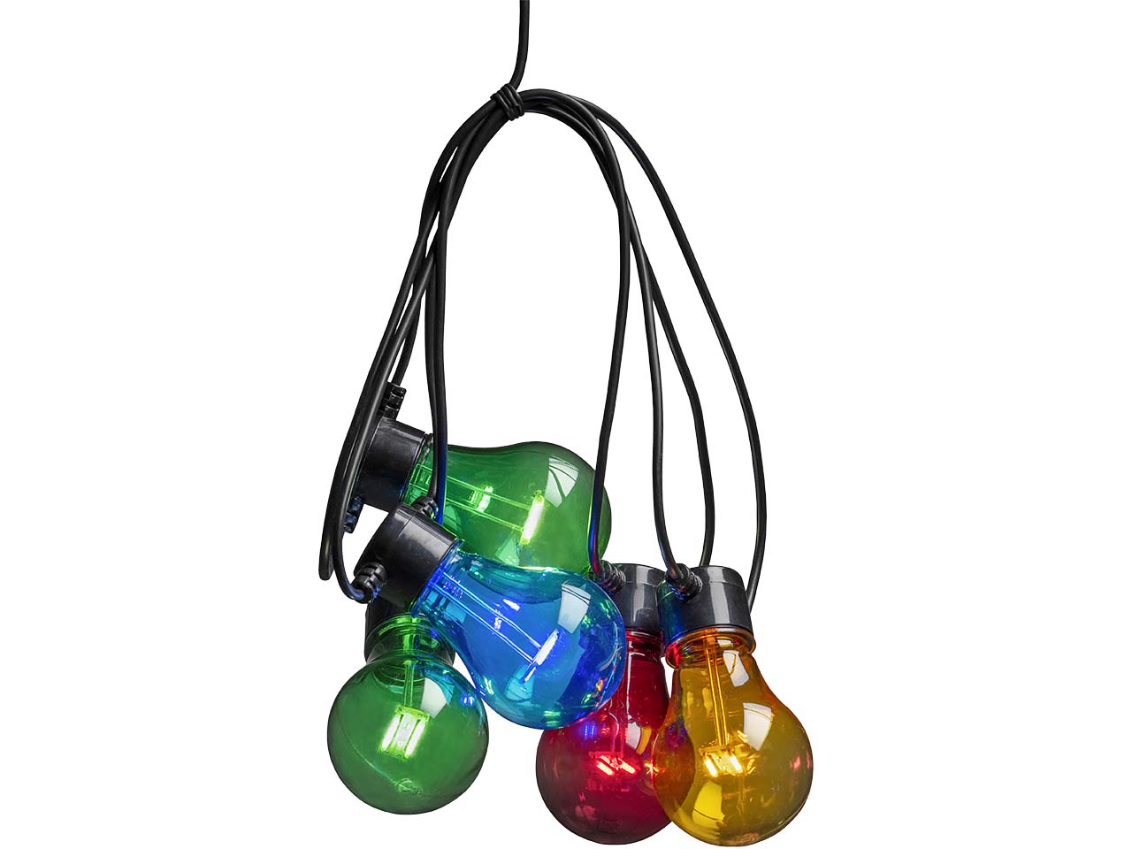 Konstsmide LED-Lichterkette Party, 6h Timer, 5 Birnen bunt, 40 Dioden warmweiß