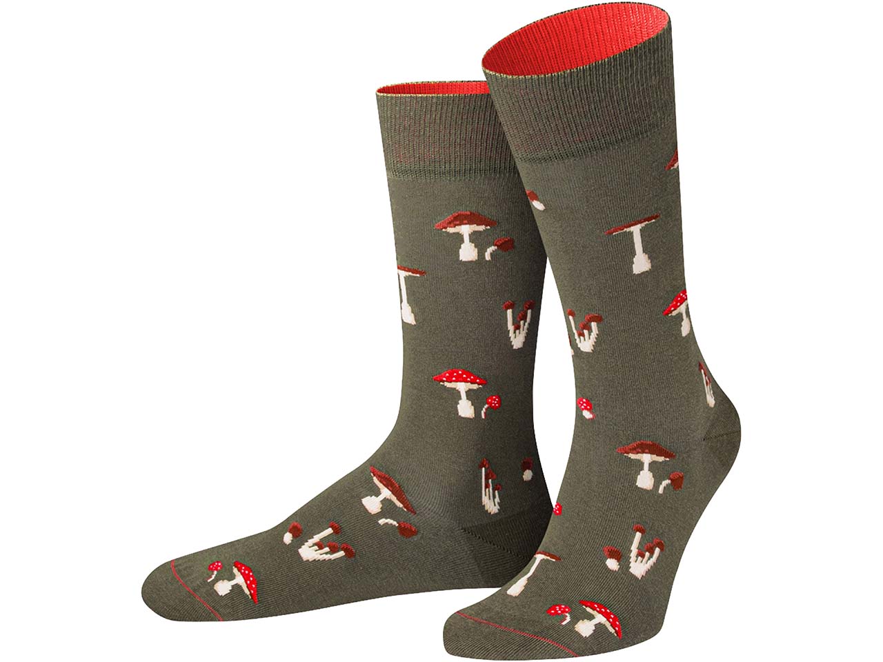 VON JUNGFELD Bio-Socken 'Fliegenpilz', graugrün, Gr. 43/46