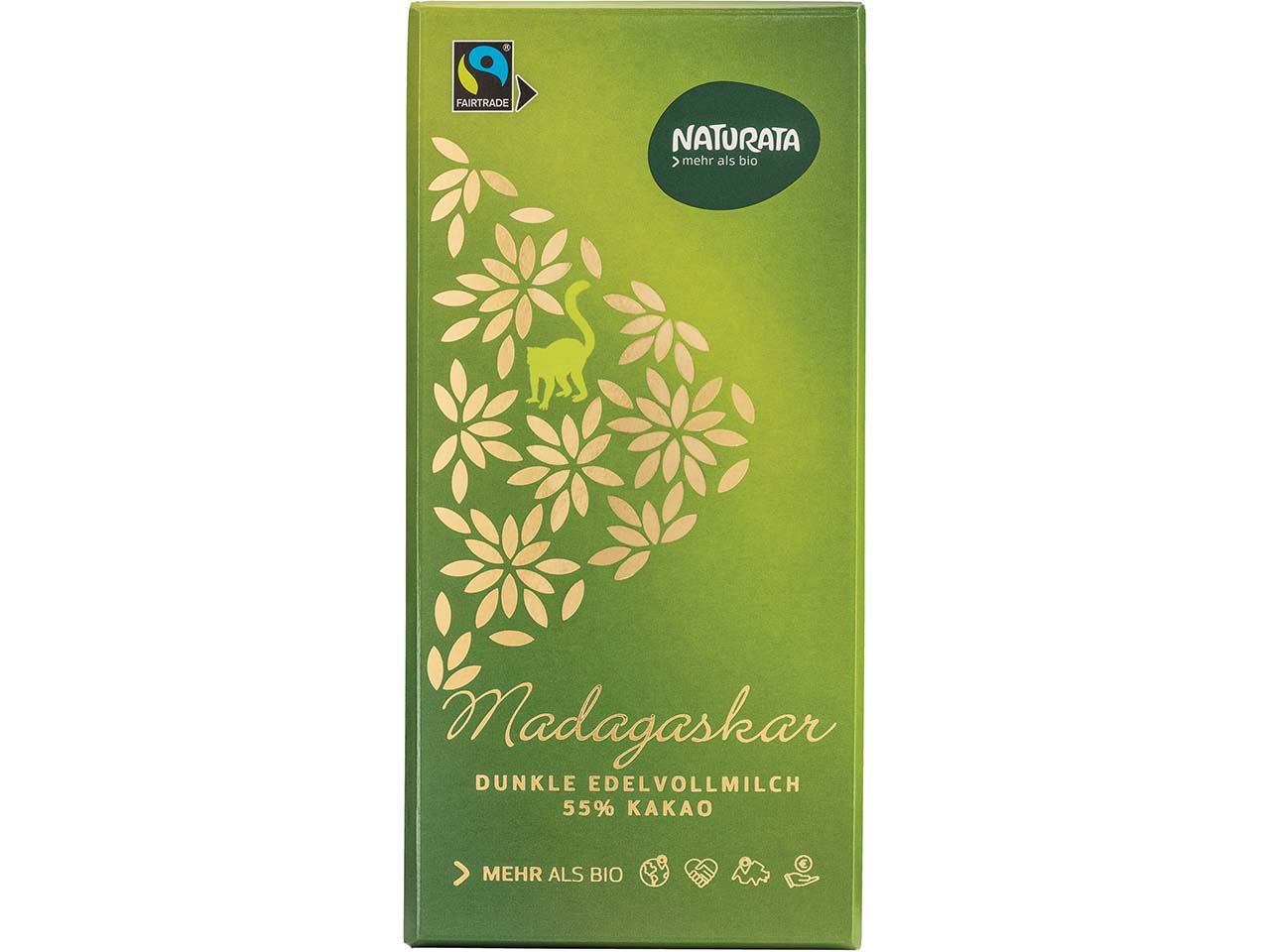 NATURATA Dunkle Bio-Vollmilch-Schokolade "Madagaskar" 55 % Kakao, 100 g