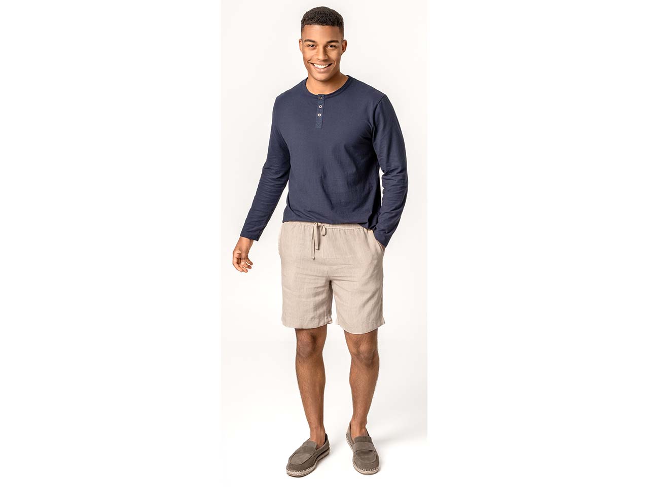 Living Crafts Herren-Bermuda-Short 'ALFON' aus 100 % Leinen, sabbia, Gr. 52