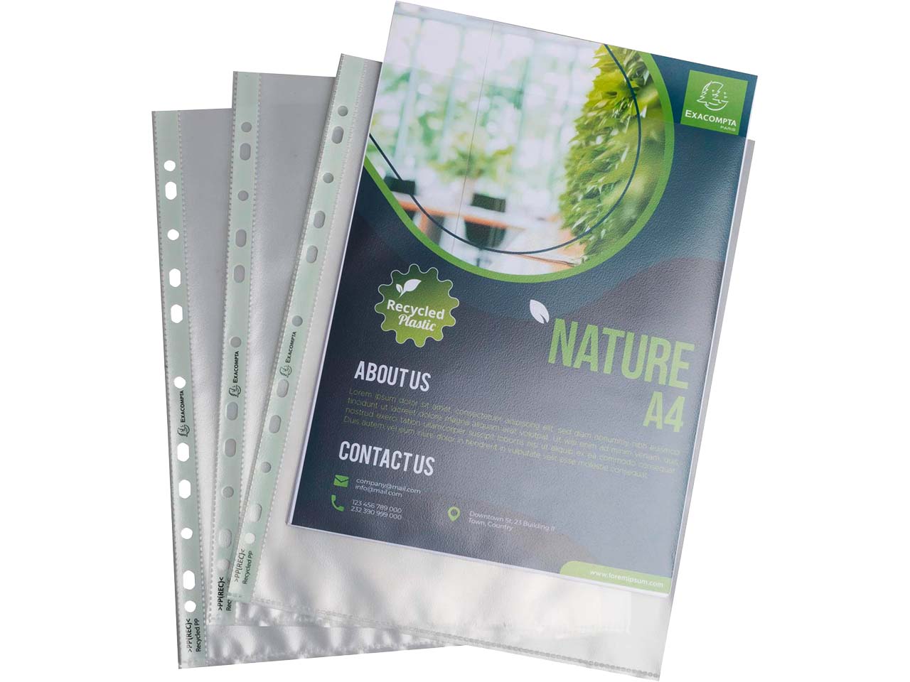 50 Exacompta Prospekthüllen "Forever" Recycling-PP, DIN A4+, 90µ, genarbt