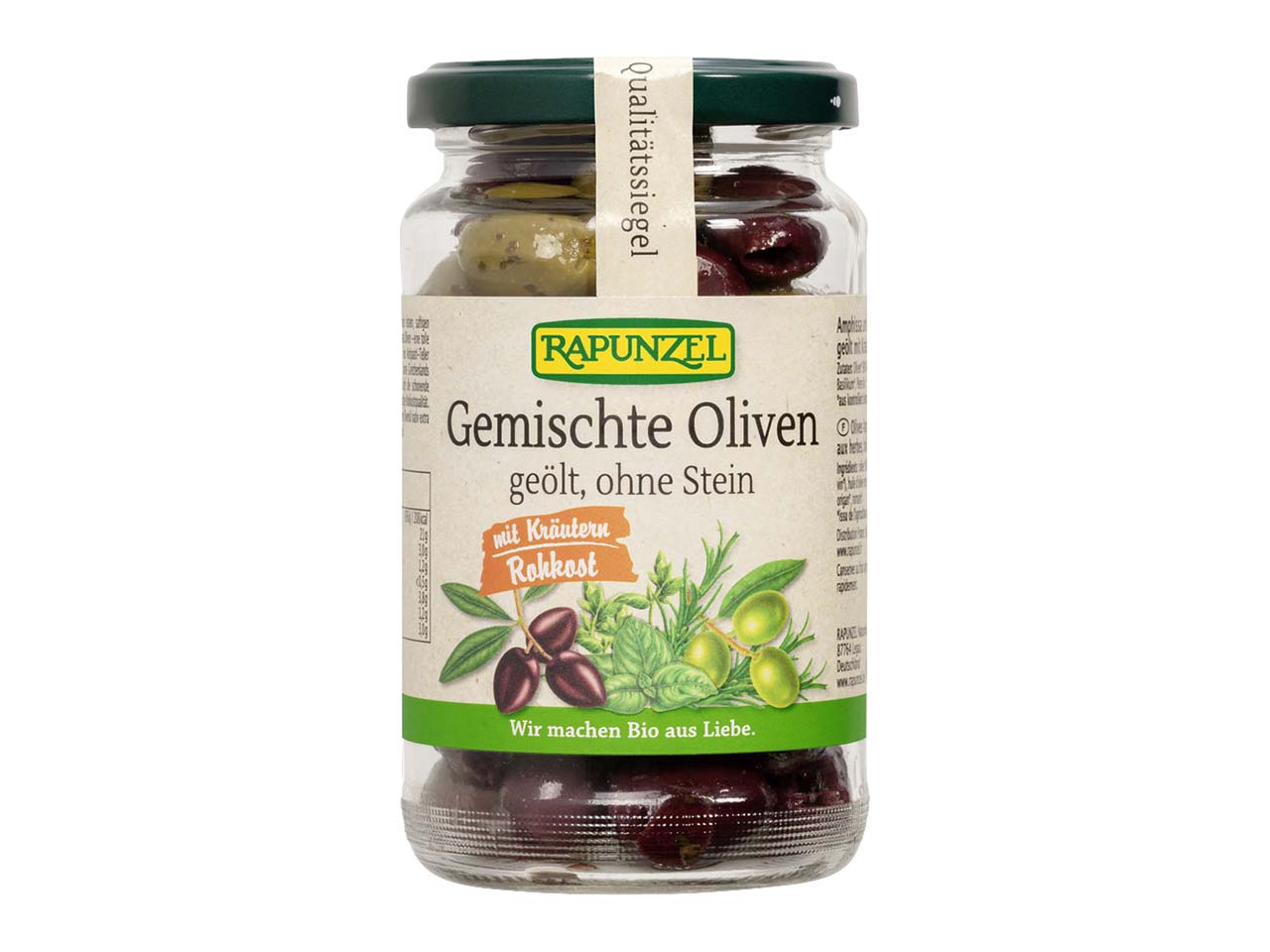 RAPUNZEL Bio-Oliven gemischt, mit Kräutern, ohne Stein, 170 g