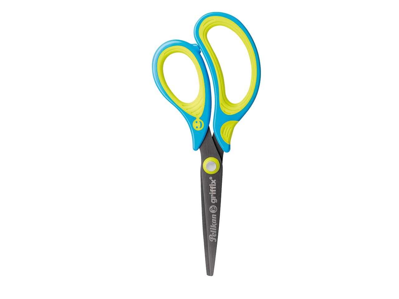 Pelikan Ergonomische Schulschere "griffix"neon fresh blue,fürRechtshänder*innen,spitz,15cm