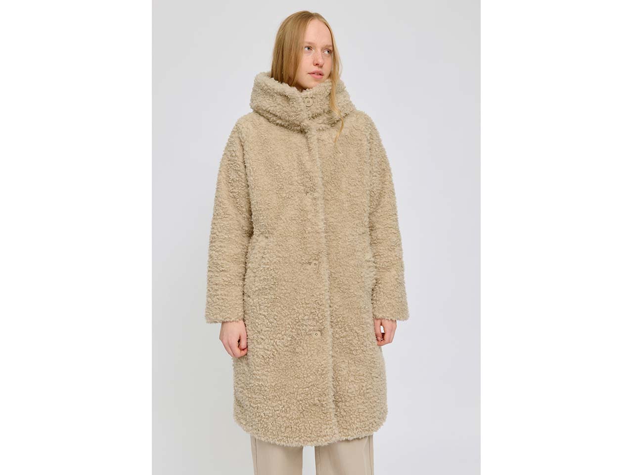 MAZINE Damen-Wintermantel 'Faux-Fur' mit Kapuze, natural, Gr. XS