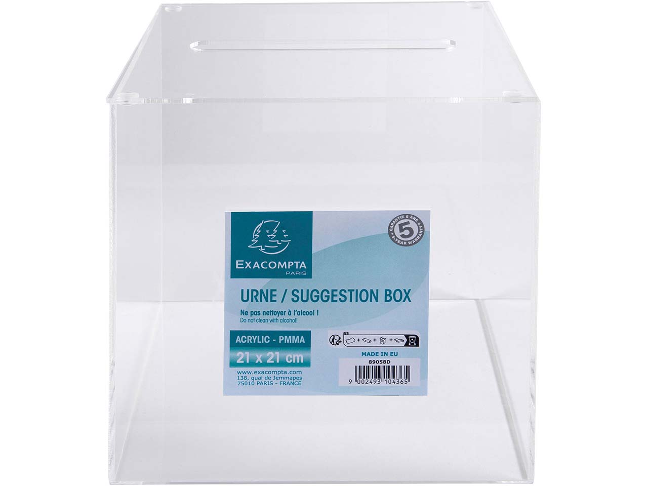 Exacompta Sammelbox "Exacryl" mit abnehmbaren Klappdeckel aus PMMA, 21x21x21cm