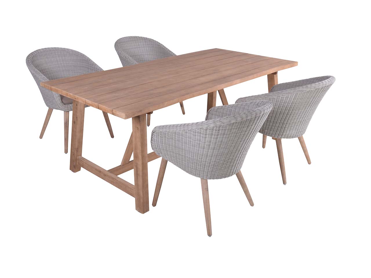 Gartenmöbel-Set "OAKLAND/ARVADA 01" 5-tlg. 1 Tisch Akazie, 4 Sessel KSgefl. pfeffergrau