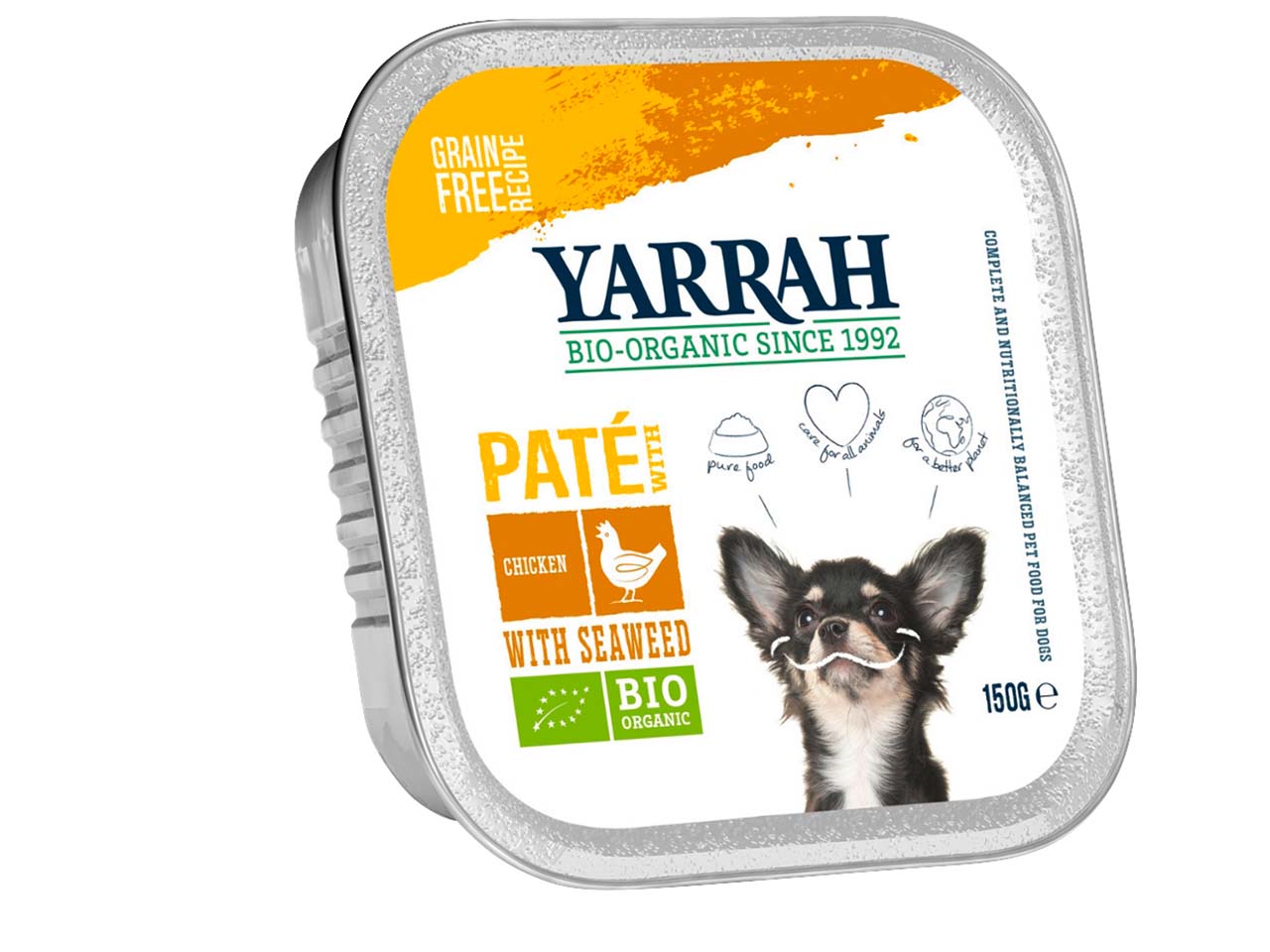 YARRAH Bio-Nassfutter für ausgewachsene Hunde, Huhn, getreidefrei, 150 g