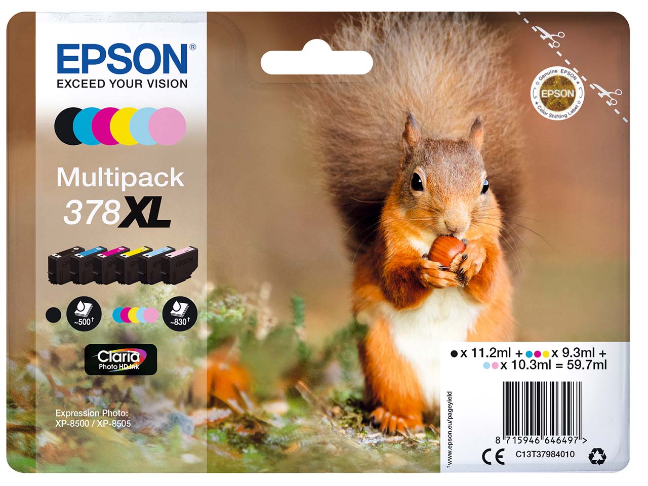 Epson 6er Set Tintenpatronen 378XL schwarz, cyan, magenta, gelb, light-cyan, light-magenta
