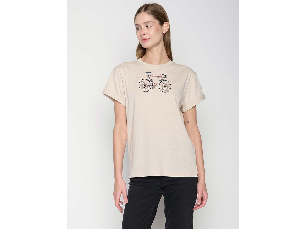 GREENBOMB Bio-Damen-T-Shirt 'Norway' mit Rundhalsausschnitt, off white, Gr. L