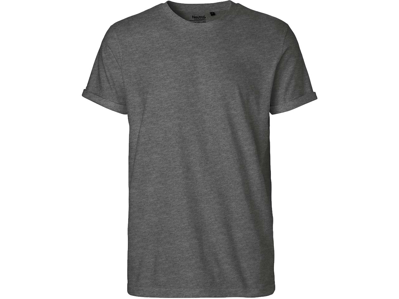 Neutral Bio-Herren-T-Shirt mit Roll-Up-Ärmeln, dark heather, Gr. M