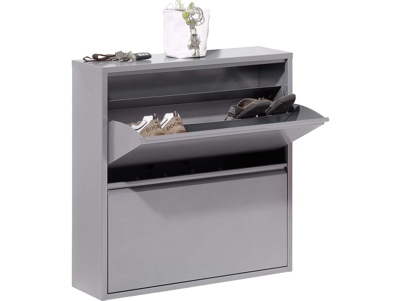 Metall-Schuhschrank "Big One Shoe 2" silber glänzend