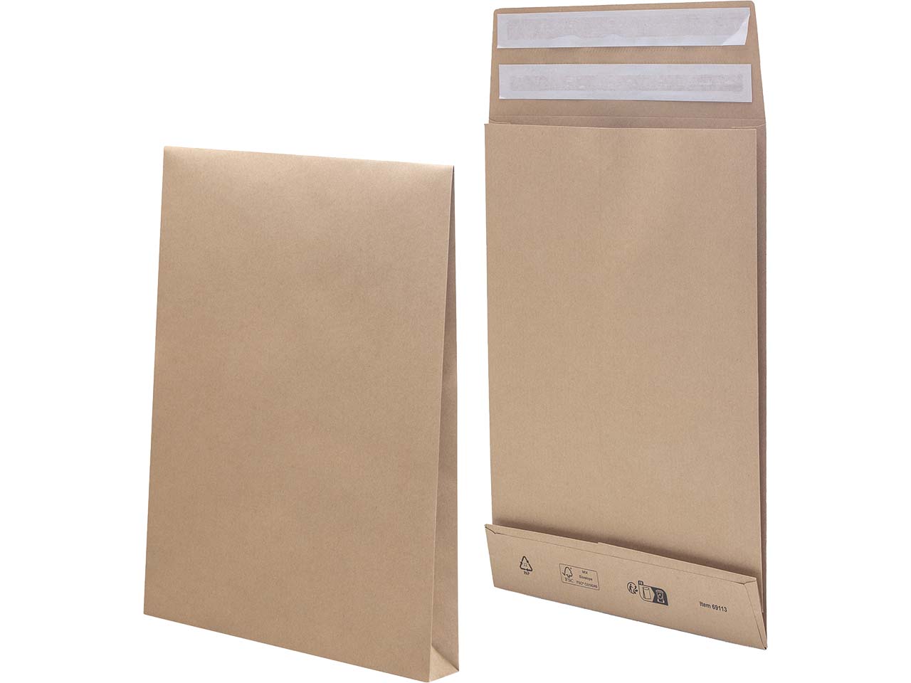 Bong 250 Versandtaschen "e-Green" 350x250x50 mm, 2xHK, braun 110 g/m²