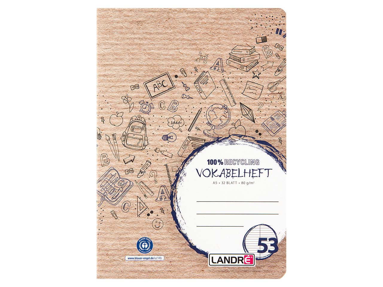 LANDRÉ Recycling-Vokabelheft DIN A5 mit 2 Spalten, 32 Blatt