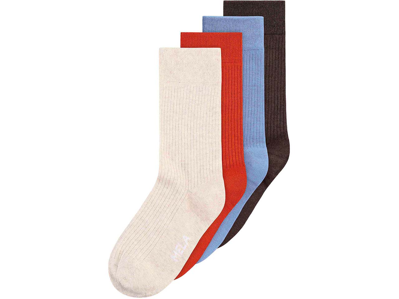 MELA 4er-Pack Bio-Socken 'Ripped', weiß, Gr. 43/46