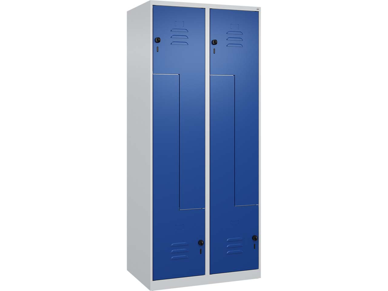 C+P Z-Spind Classic PLUS, 4 Fächer, 1850x800x500mm, Lichtgrau/Enzianblau