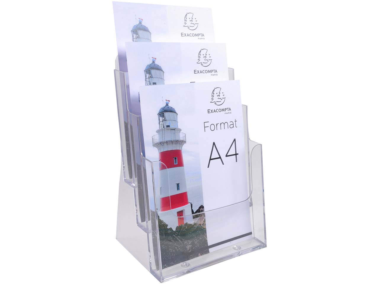 Exacompta Prospekthalter "Exacryl" aus PS, 3 Fächer, DIN A4