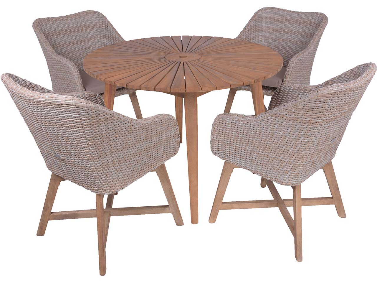 Gartenmöbel-Set "FREMONT/OAKLAND 01" 5-tlg. 1 Tisch Akazie, 4 Sessel KSgefl. pfeffergrau