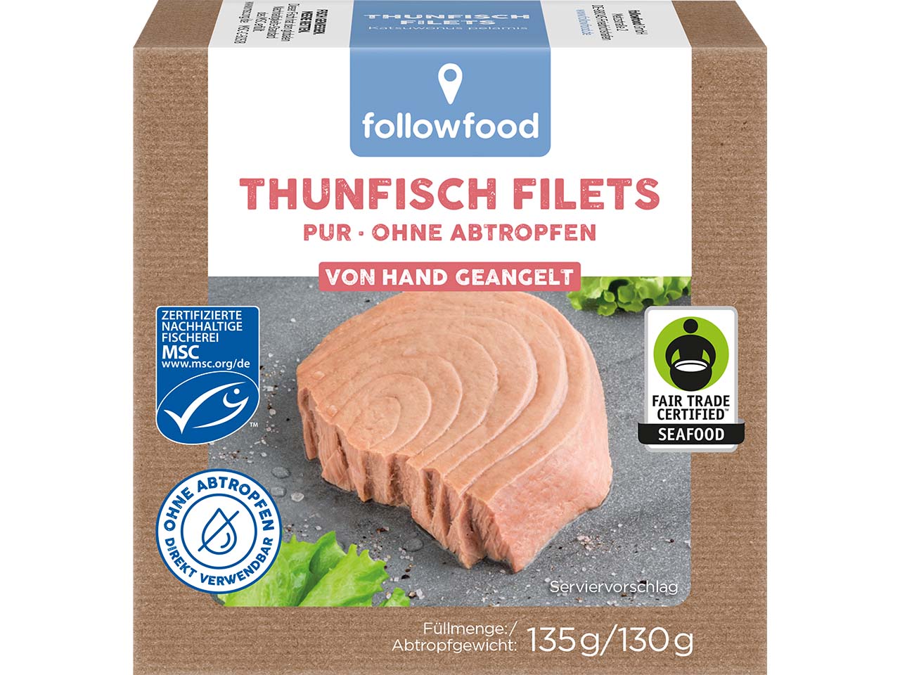 followfood Thunfisch-Filets pur, 135 g
