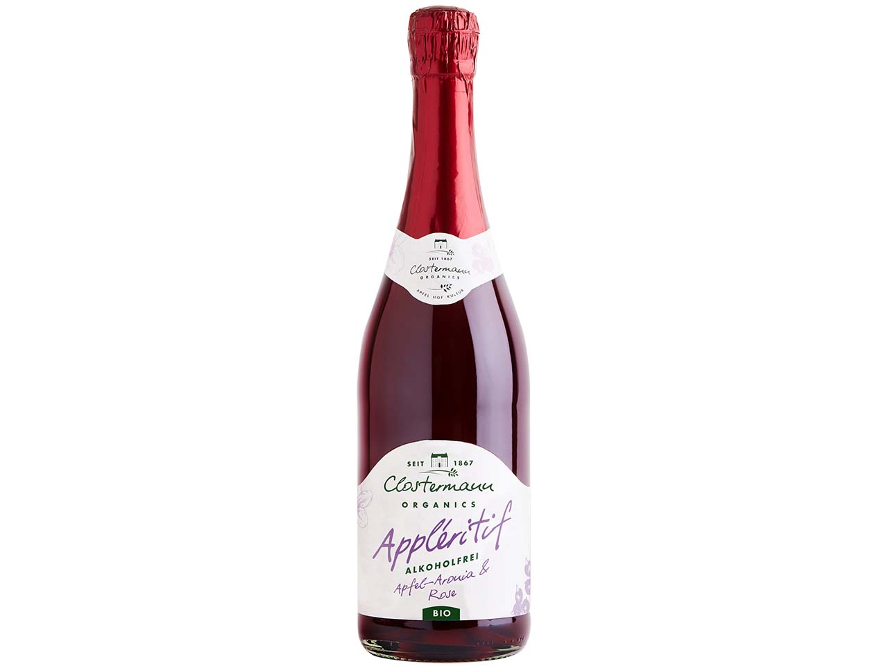 Clostermann Alkoholfreier Bio-Appléritif Apfel-Aronia und Rose 0,75 l